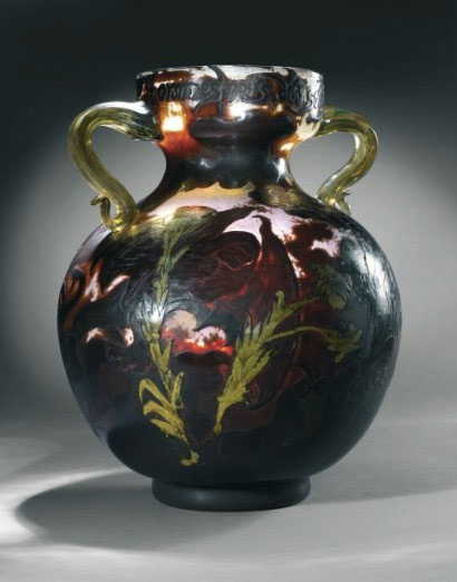 Victor Prouvé & Emile Gallé, vase Art Nouveau "les hommes noirs"